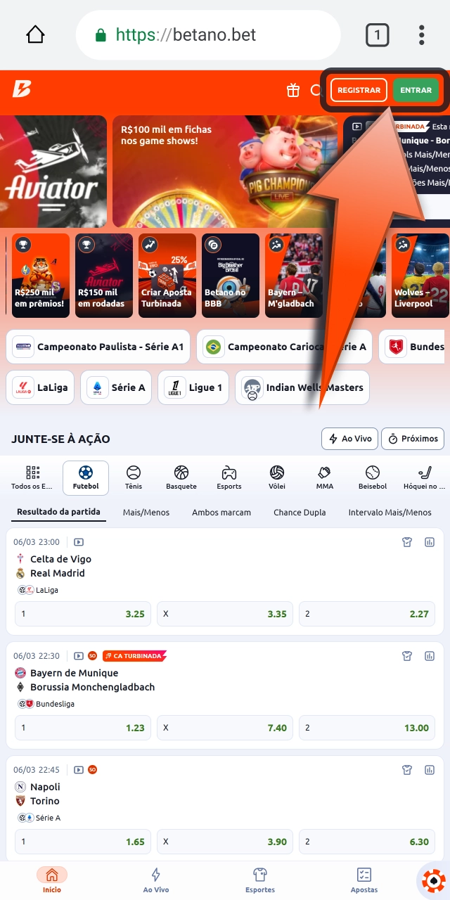 Baixe o aplicativo Betano para Android e acesse a plataforma rapidamente direto do navegador.