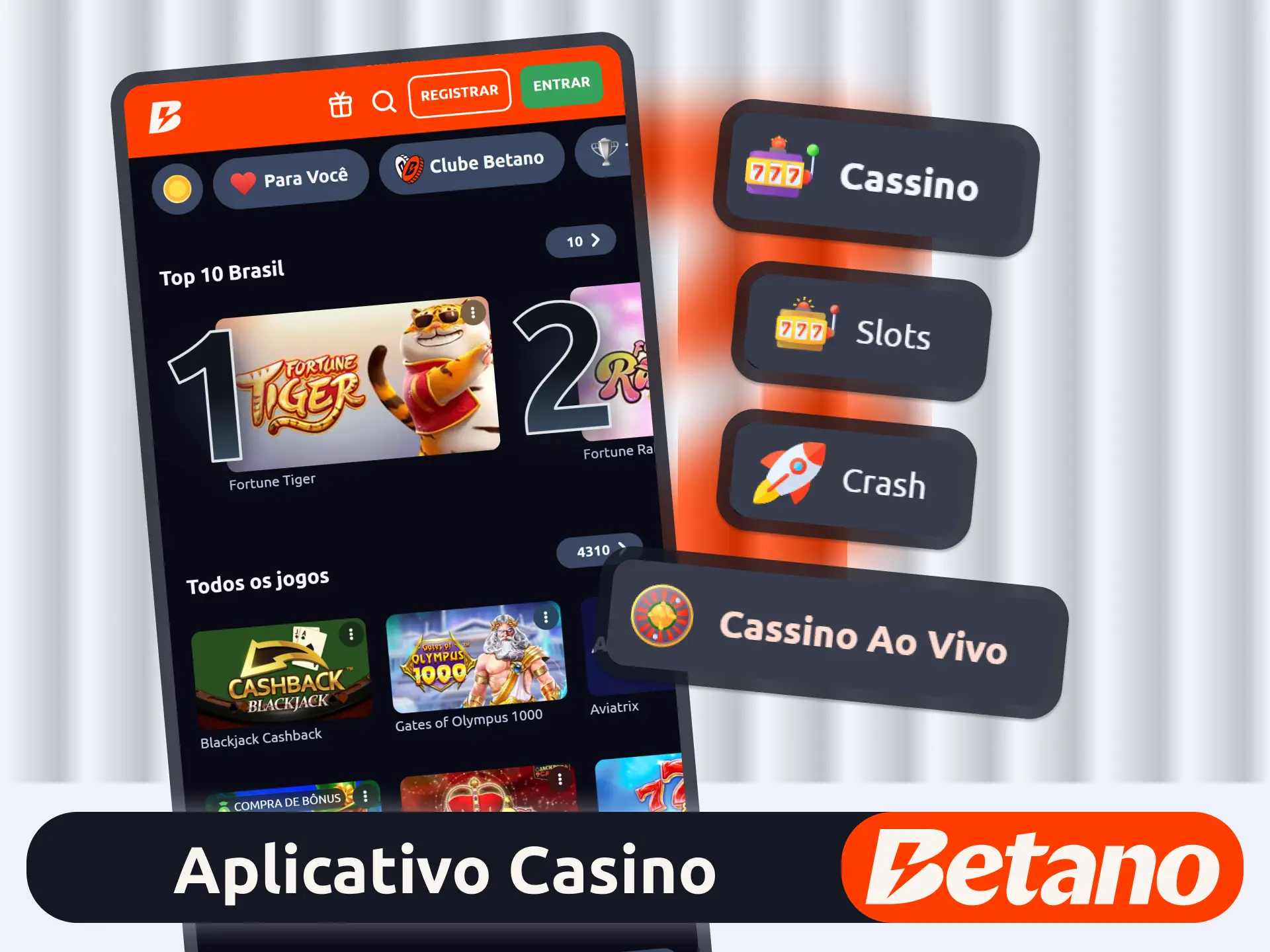 Jogue no cassino online pelo aplicativo oficial da operadora Betano.