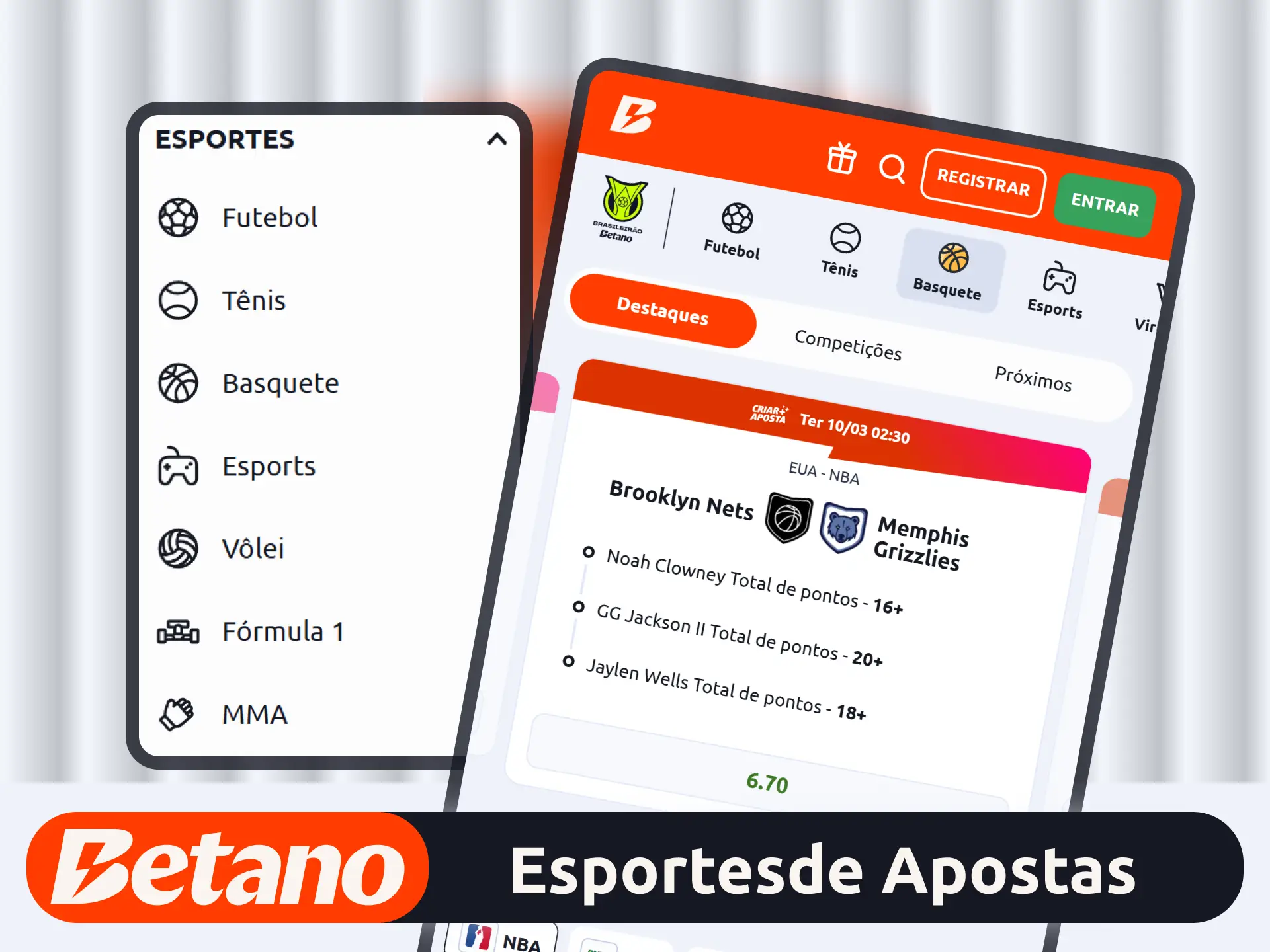 Aposte em diversos esportes no aplicativo oficial da marca Betano.