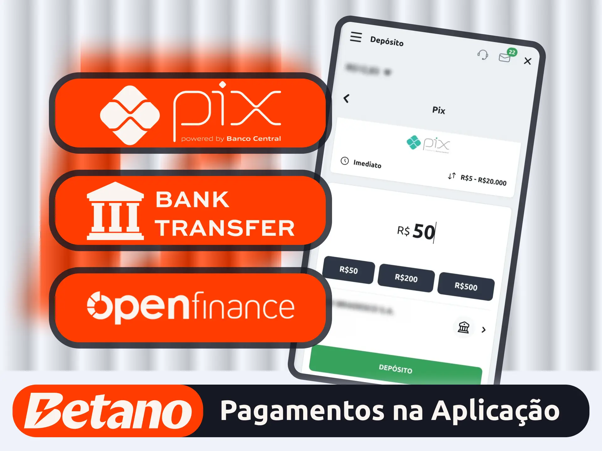 Faça depósitos e saques no aplicativo oficial da empresa Betano.