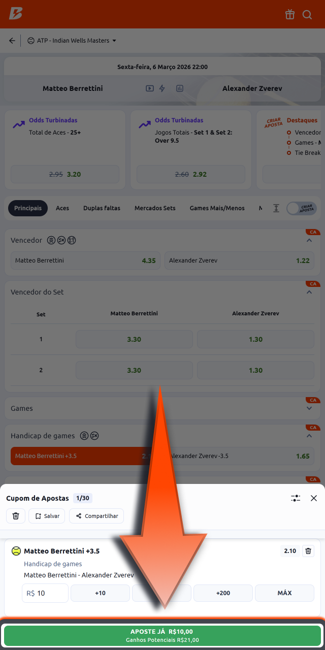 Revise sua aposta na Betano e confirme para acompanhar o resultado do jogo.