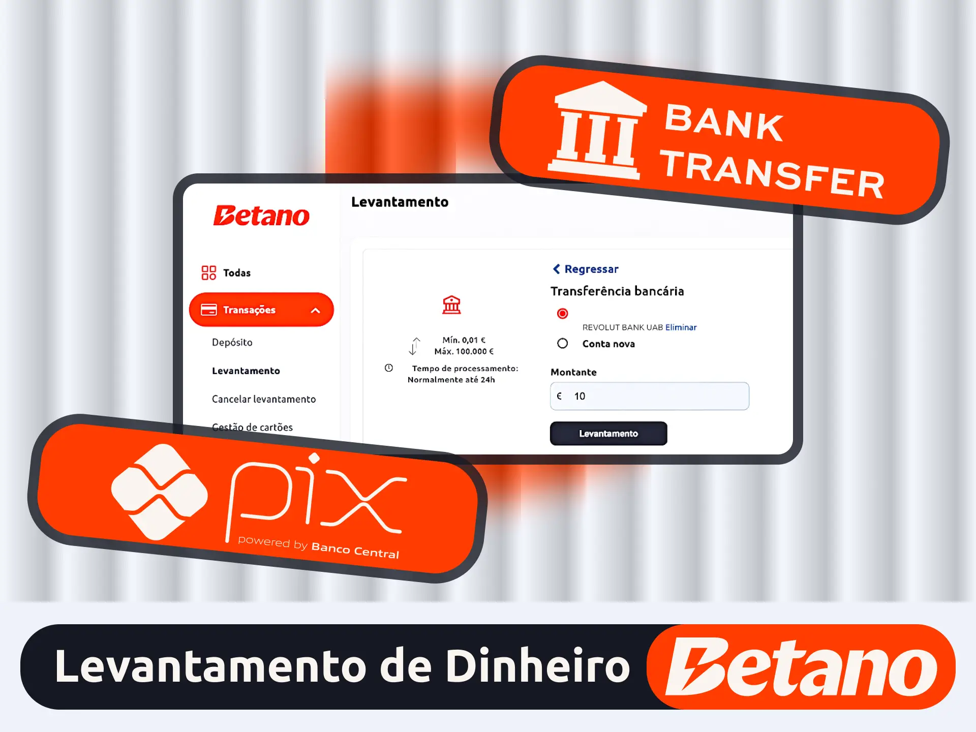 Solicite o saque de valores no site oficial da Betano.
