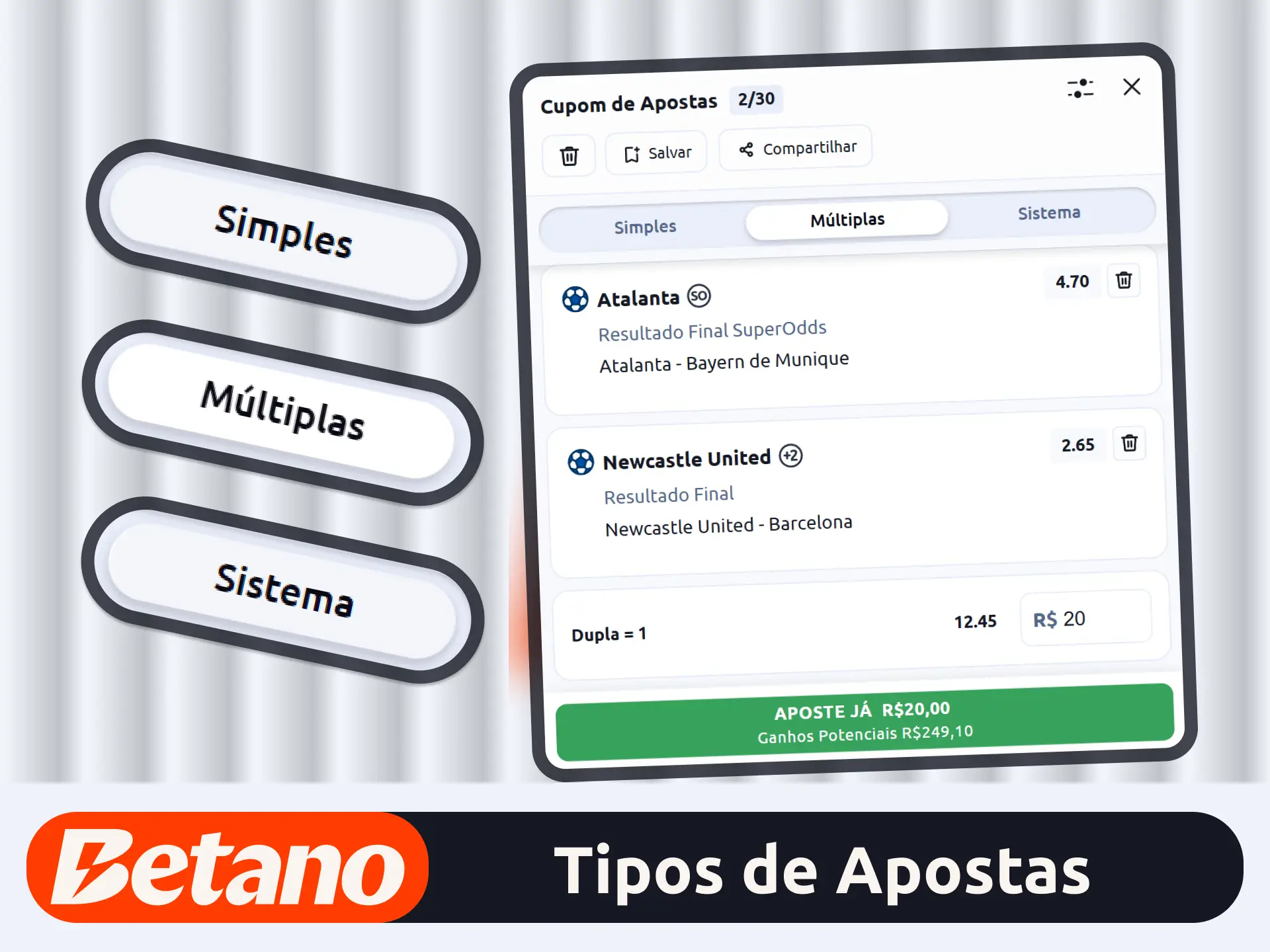 Escolha seu formato de aposta no site oficial da Betano.