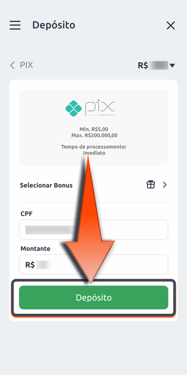 Revise os dados Betano e confirme o depósito para adicionar saldo rapidamente.