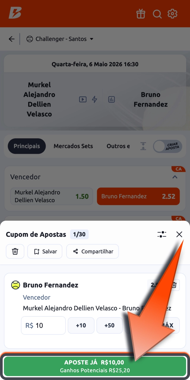 Betano finalize seu cupom e entre na ação das partidas de tênis.